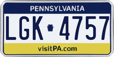 PA license plate LGK4757