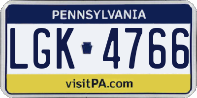 PA license plate LGK4766