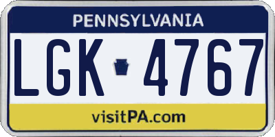 PA license plate LGK4767