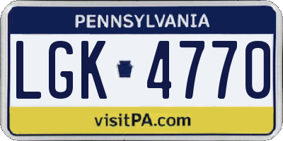 PA license plate LGK4770