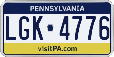 PA license plate LGK4776