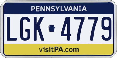 PA license plate LGK4779
