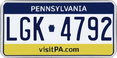 PA license plate LGK4792