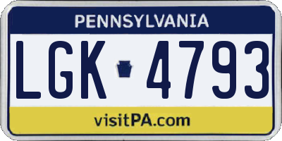 PA license plate LGK4793