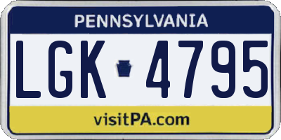 PA license plate LGK4795