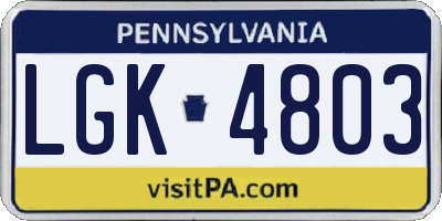 PA license plate LGK4803