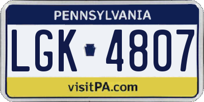 PA license plate LGK4807