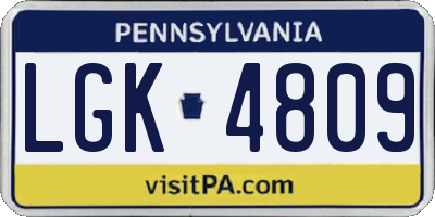 PA license plate LGK4809