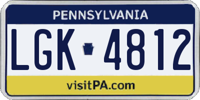 PA license plate LGK4812