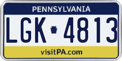 PA license plate LGK4813