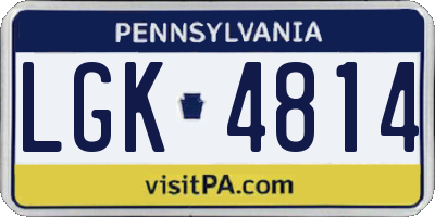 PA license plate LGK4814