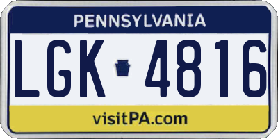PA license plate LGK4816