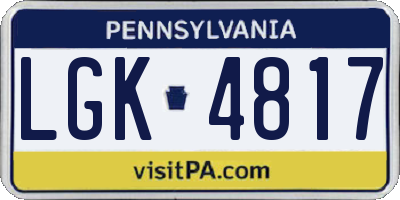 PA license plate LGK4817