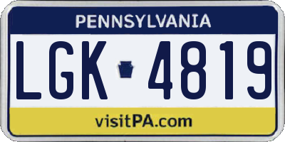 PA license plate LGK4819