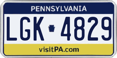 PA license plate LGK4829