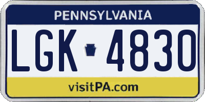 PA license plate LGK4830