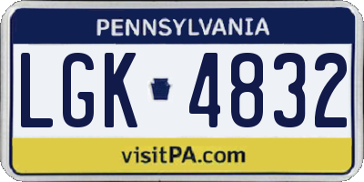 PA license plate LGK4832