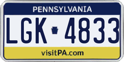 PA license plate LGK4833