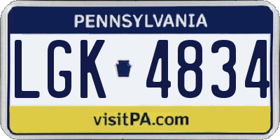 PA license plate LGK4834