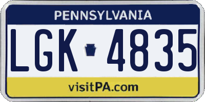 PA license plate LGK4835