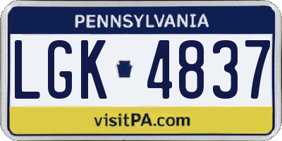 PA license plate LGK4837