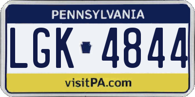 PA license plate LGK4844