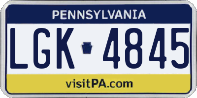 PA license plate LGK4845