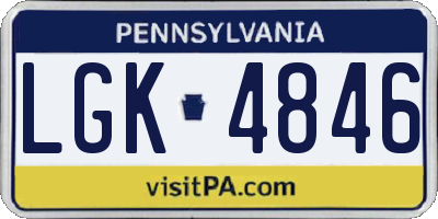 PA license plate LGK4846