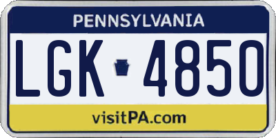 PA license plate LGK4850