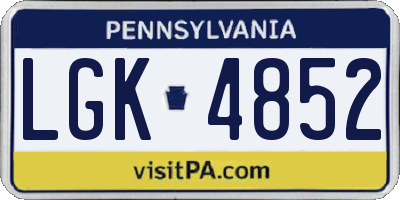 PA license plate LGK4852