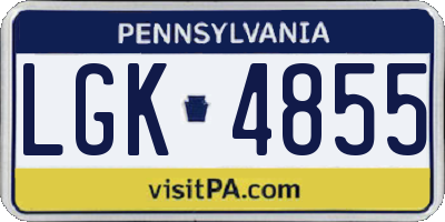 PA license plate LGK4855