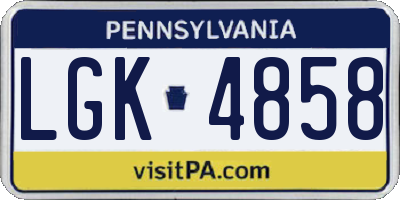 PA license plate LGK4858