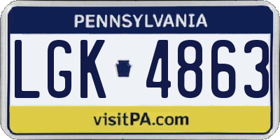 PA license plate LGK4863