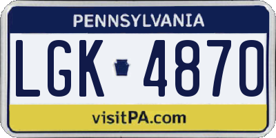 PA license plate LGK4870