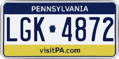 PA license plate LGK4872