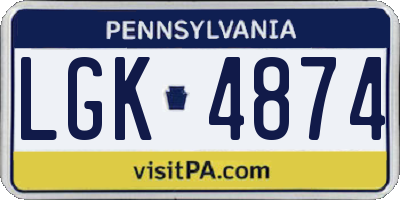 PA license plate LGK4874