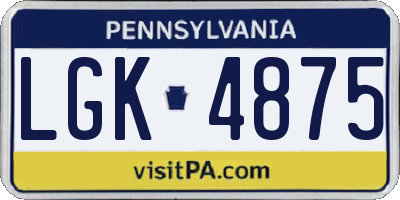 PA license plate LGK4875