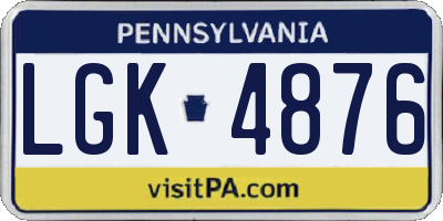 PA license plate LGK4876