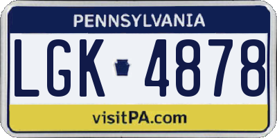 PA license plate LGK4878
