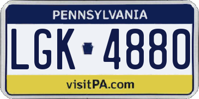PA license plate LGK4880