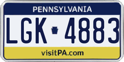 PA license plate LGK4883