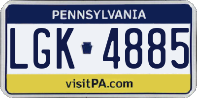 PA license plate LGK4885