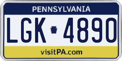 PA license plate LGK4890
