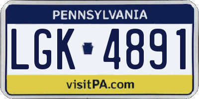 PA license plate LGK4891