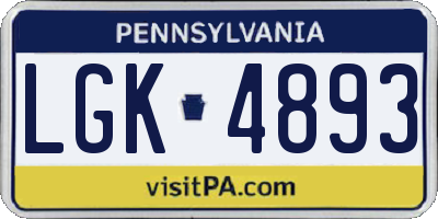 PA license plate LGK4893