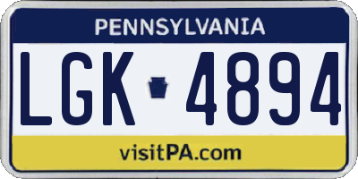 PA license plate LGK4894