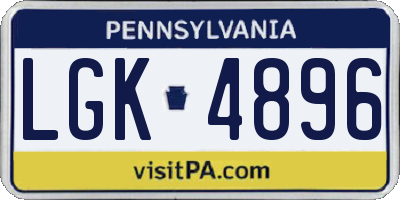 PA license plate LGK4896