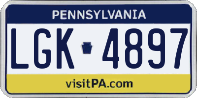 PA license plate LGK4897