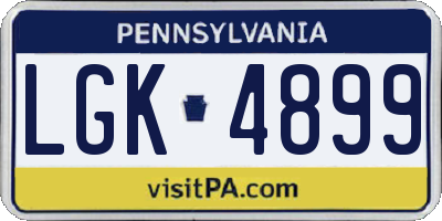 PA license plate LGK4899