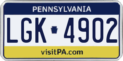 PA license plate LGK4902